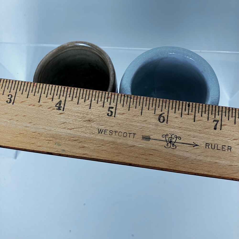Handmade Studio Pottery Salt Cellars Pinch Bowls Toothpick Match Bowls Set of 2 - Picture 7 of 8